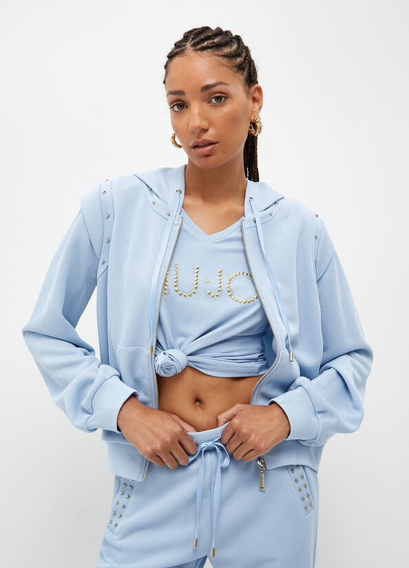 Liu Jo Eco-Friendly With Studs Sweatshirts Damen Hellblau | UWM-389601