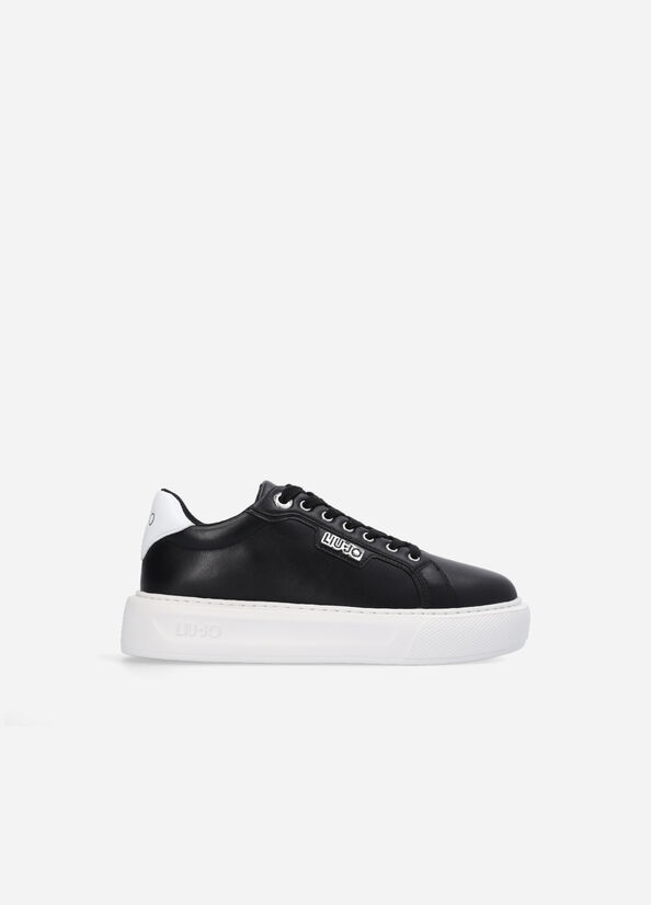 Liu Jo Leder Sneakers Damen Schwarz | ZOY-758201