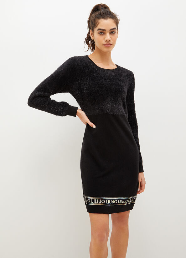 Liu Jo Lurex® Knit Kleider Damen Schwarz | EUL-174263