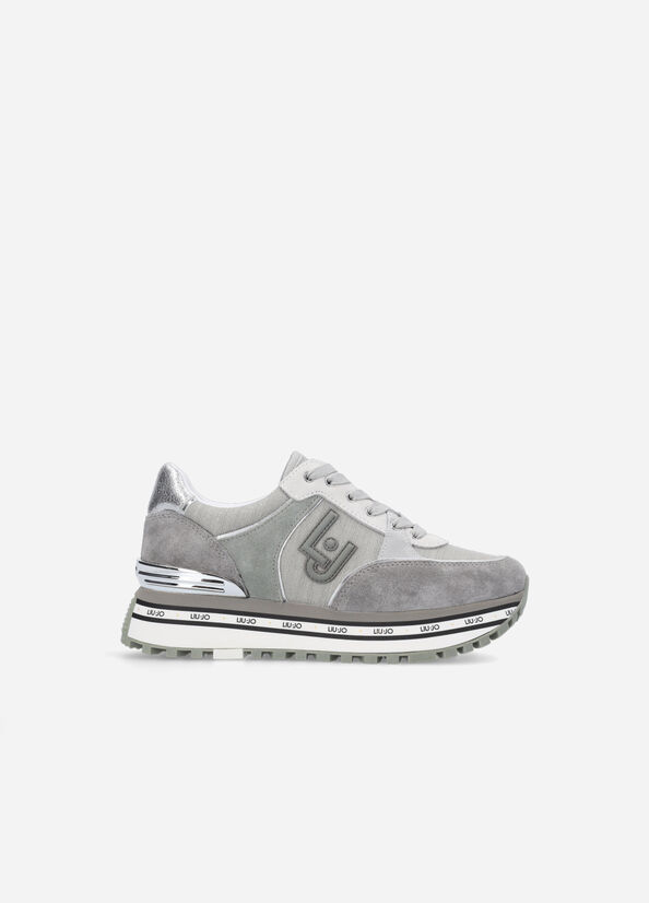 Liu Jo Plattform In Sparkling Fabric Sneakers Damen Grau | BVR-148632