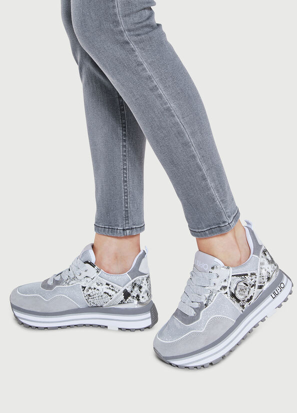 Liu Jo Plattform With Python Print Sneakers Damen Grau | LUM-721864