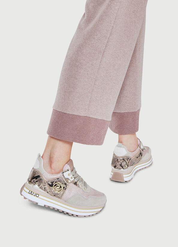 Liu Jo Plattform With Python Print Sneakers Damen Beige | VDM-709281