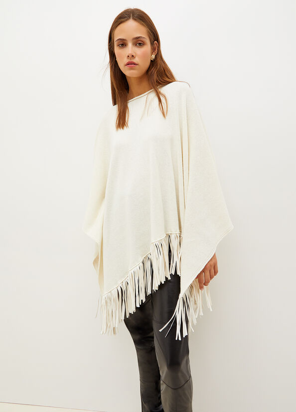 Liu Jo Poncho With Fringes Mäntel Damen Weiß | RIH-839607