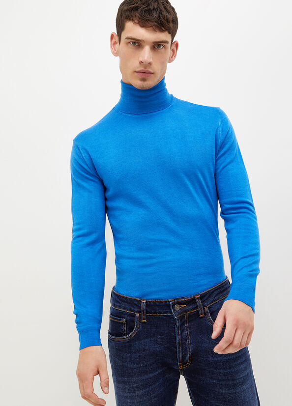 Liu Jo Pure Turtleneck Pullover Herren Königsblau Blau | AOL-069241