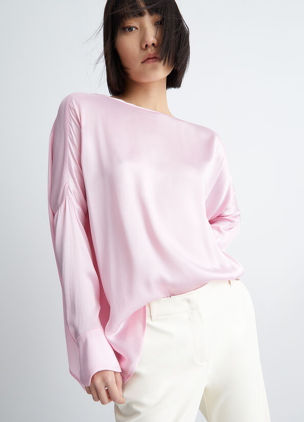 Liu Jo Silk Blend Blouse Hemd Damen Rosa | BEN-695240