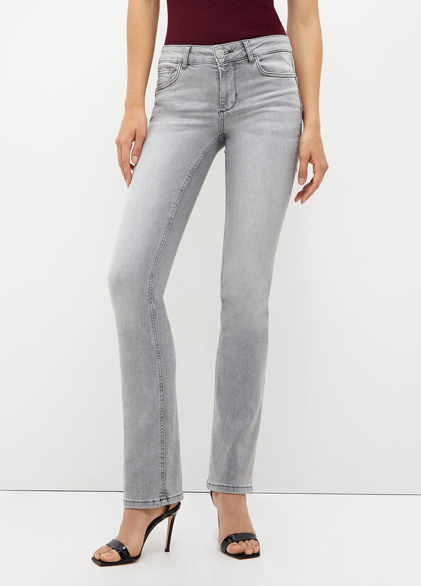 Liu Jo Stretch Denim Cut Röhrenjeans Damen Grau | URL-820534