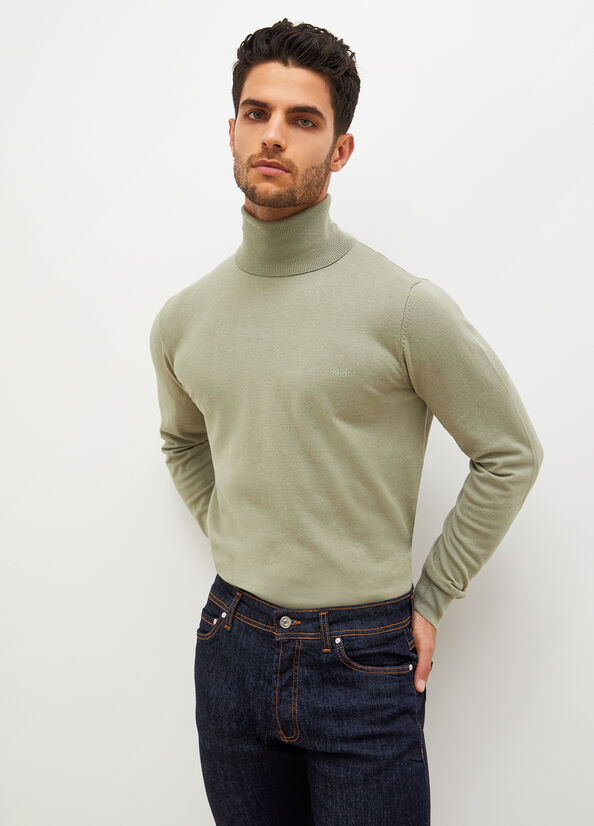 Liu Jo Turtleneck In Baumwoll Pullover Herren Olivgrün | WLR-542138