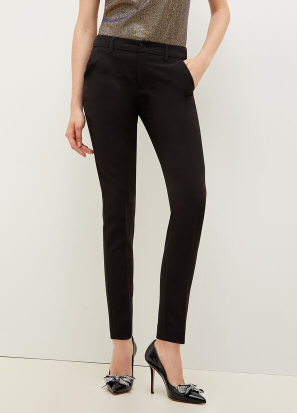 Liu Jo Twill Chinos Hose Damen Schwarz | BXT-397106