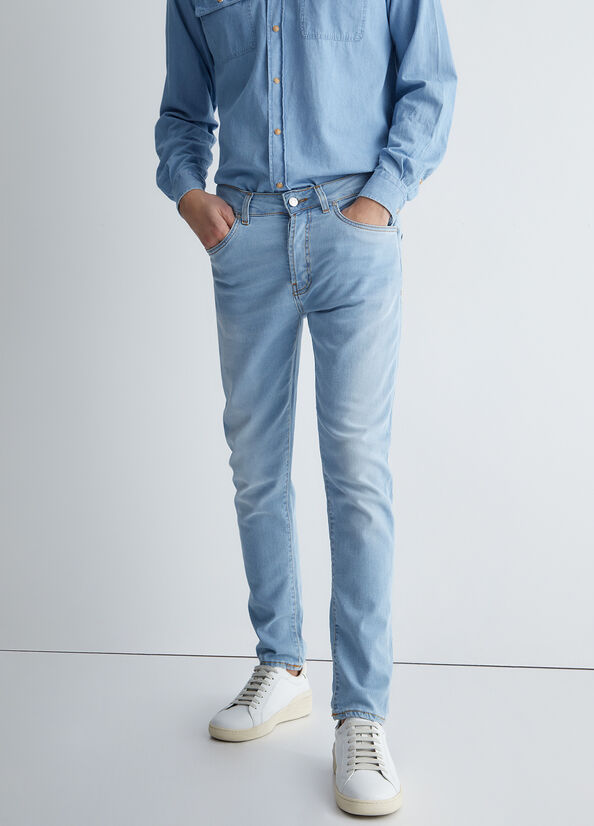 Liu Jo Twisted Röhrenjeans Herren Hellblau | MRQ-425317