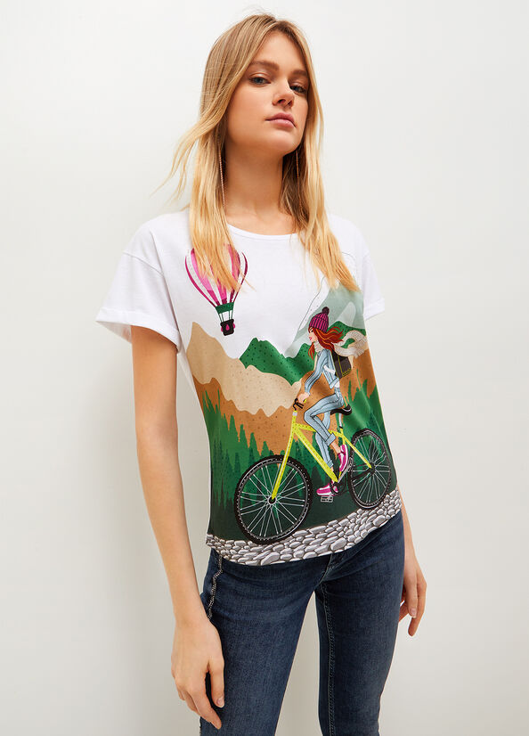 Liu Jo With Deux Alpes Print T-shirts Damen Mehrfarbig | WSO-620871