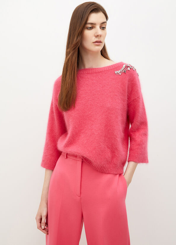 Liu Jo With Gemstones Pullover Damen Fuchsie | QUT-904712