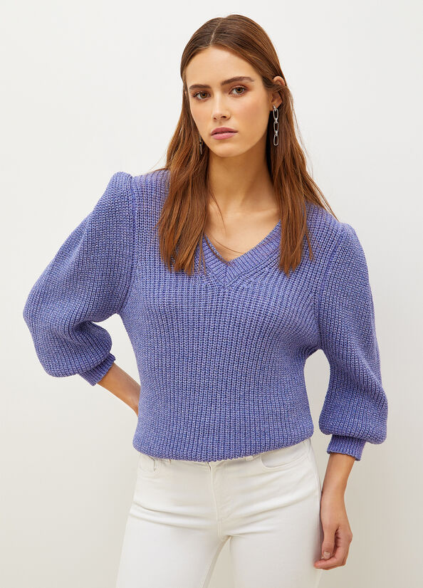 Liu Jo With Puff Sleeves Pullover Damen Lila | SEX-120637