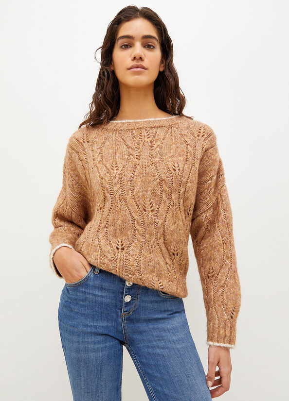 Liu Jo Wolle And Alpaca Pullover Damen Braun | TES-204751