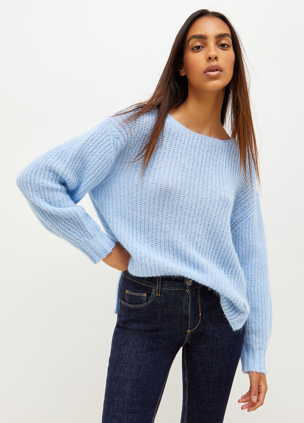 Liu Jo Wolle Blend Pullover Damen Hellblau | LBQ-503942